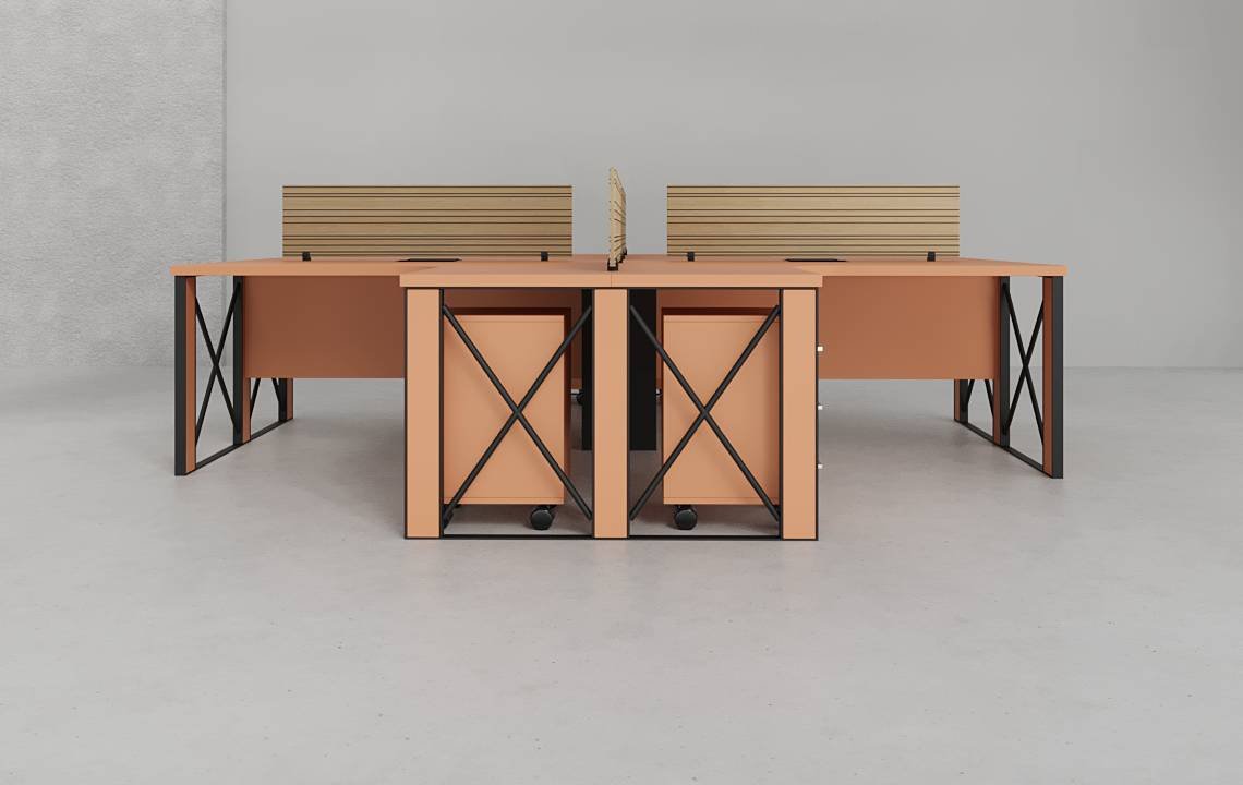 Cube 4 Cluster L Shaped Workstation