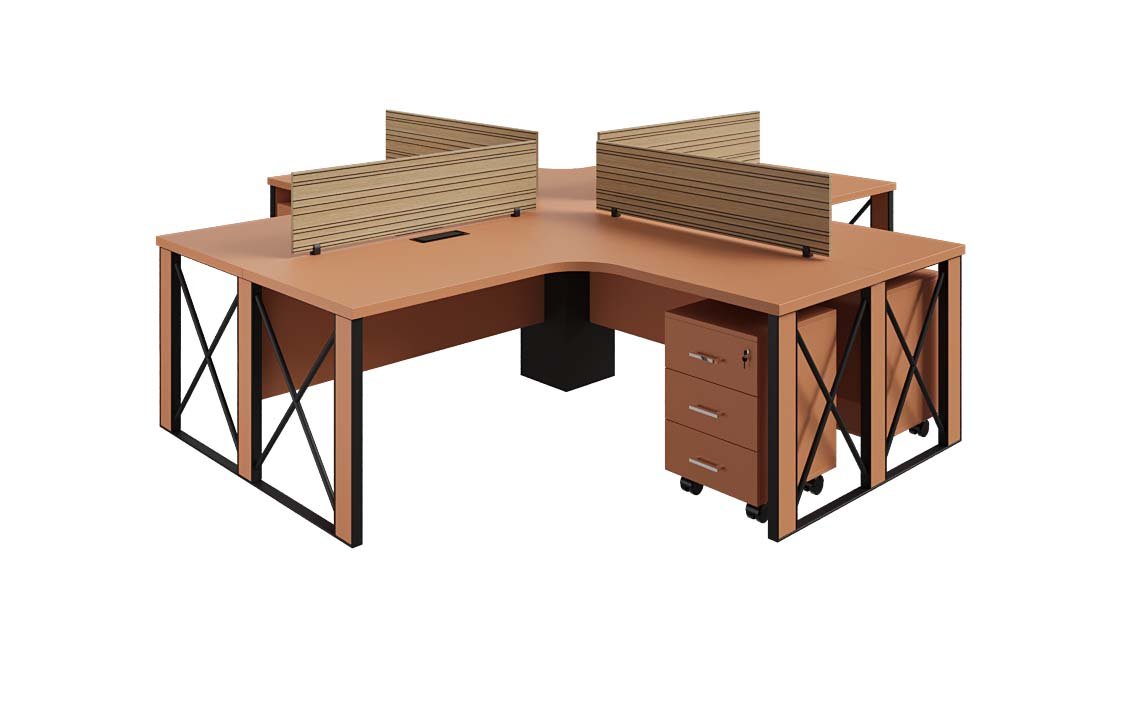 Cube 4 Cluster L Shaped Workstation