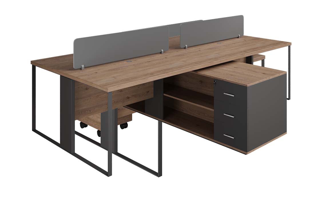 Sync 4 Cluster L Shaped Workstation V