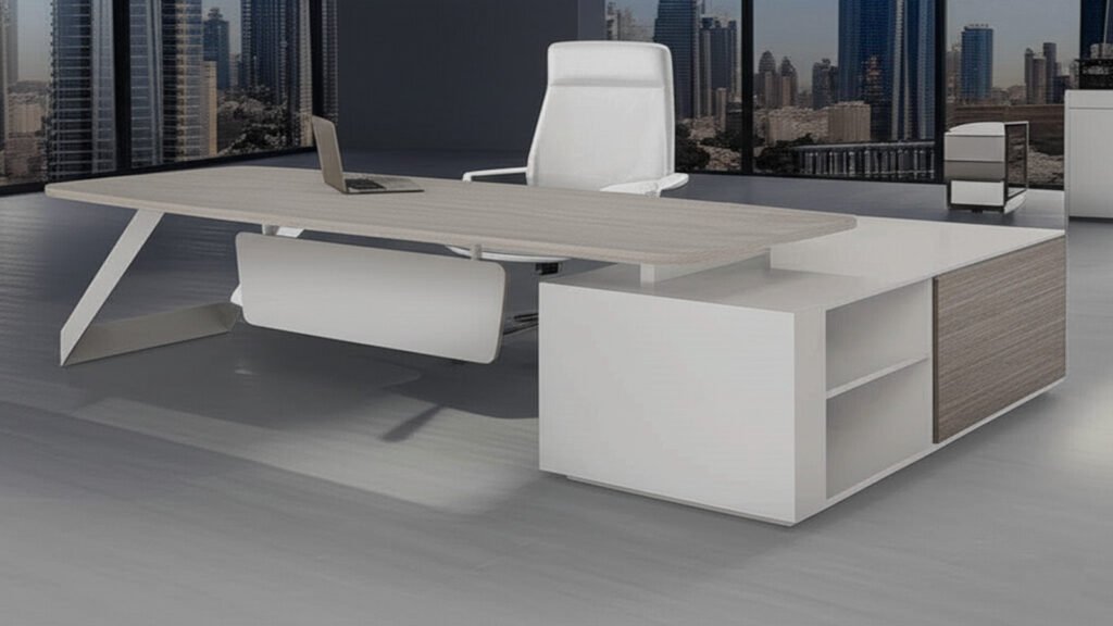 Top 5 modern executive desks in Dubai office by Highmoon Furniture featuring premium L-shaped and ergonomic designs with custom finishes.
