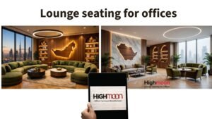 Modern office lounge seating furniture in a corporate workspace