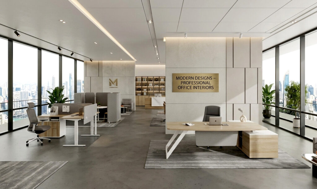 Interior view of one of the best office furniture stores in UAE offering modern workspace furniture
